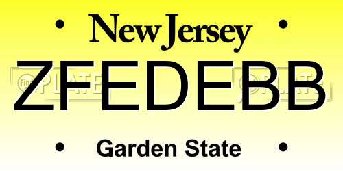 ZFEDEBB New Jersey License Plate