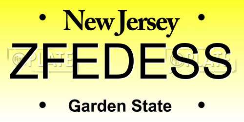 ZFEDESS New Jersey License Plate
