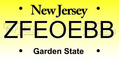 ZFEOEBB New Jersey License Plate