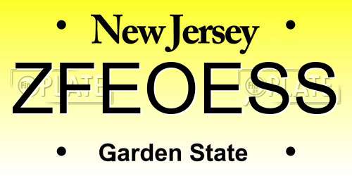 ZFEOESS New Jersey License Plate