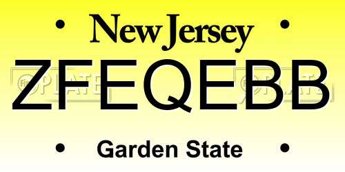 ZFEQEBB New Jersey License Plate