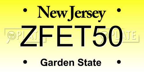 ZFET50 New Jersey License Plate