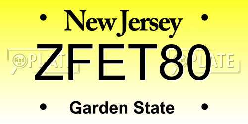 ZFET80 New Jersey License Plate