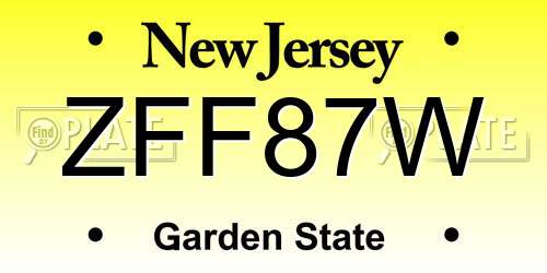 ZFF87W New Jersey License Plate
