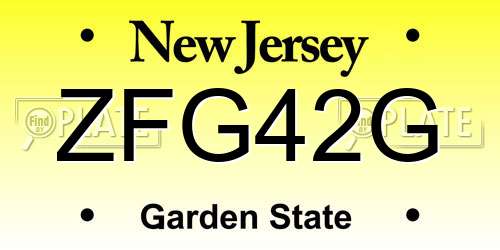ZFG42G New Jersey License Plate