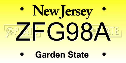 ZFG98A New Jersey License Plate
