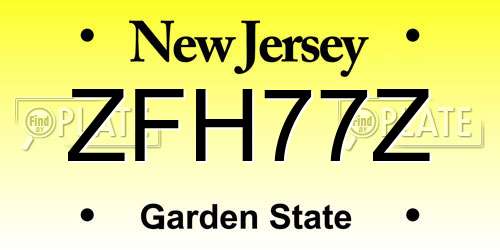 ZFH77Z New Jersey License Plate