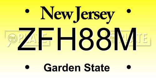 ZFH88M New Jersey License Plate