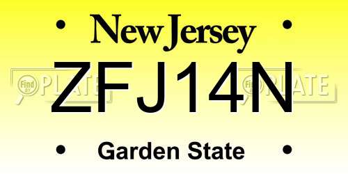 ZFJ14N New Jersey License Plate