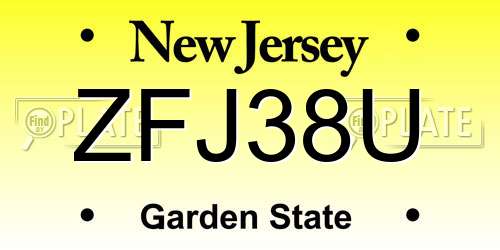 ZFJ38U New Jersey License Plate