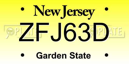 ZFJ63D New Jersey License Plate