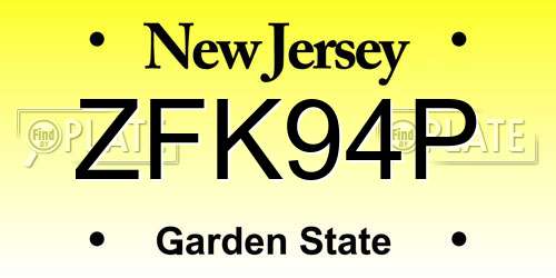 ZFK94P New Jersey License Plate