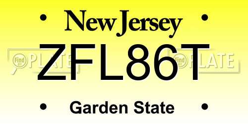 ZFL86T New Jersey License Plate
