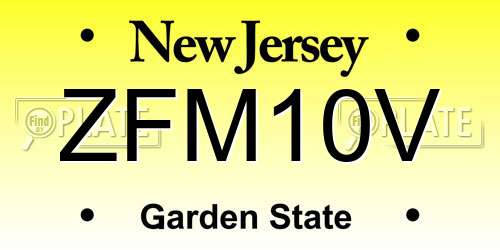 ZFM10V New Jersey License Plate