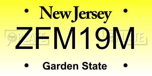ZFM19M New Jersey License Plate