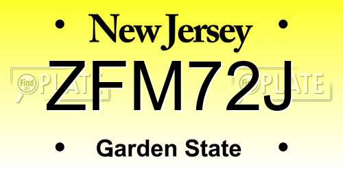 ZFM72J New Jersey License Plate