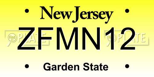 ZFMN12 New Jersey License Plate