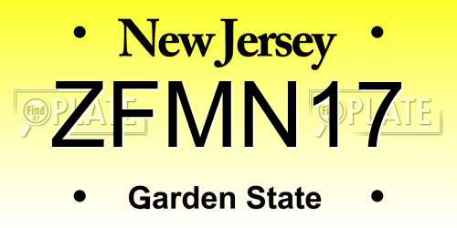 ZFMN17 New Jersey License Plate