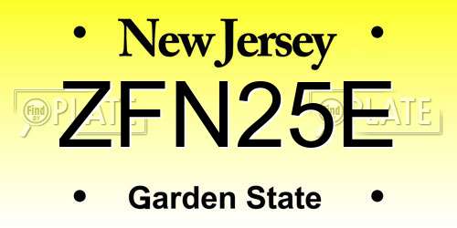 ZFN25E New Jersey License Plate