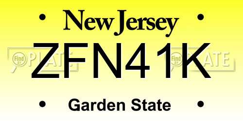 ZFN41K New Jersey License Plate
