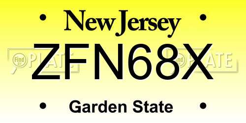 ZFN68X New Jersey License Plate