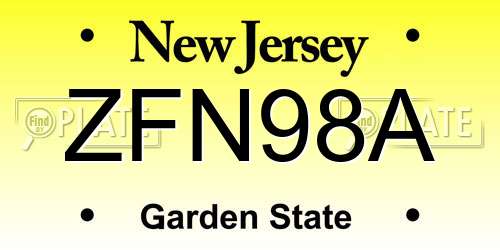 ZFN98A New Jersey License Plate