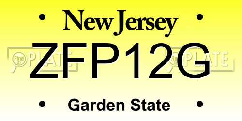 ZFP12G New Jersey License Plate