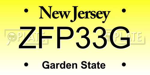 ZFP33G New Jersey License Plate