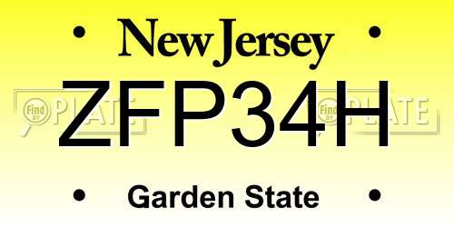 ZFP34H New Jersey License Plate