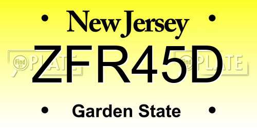 ZFR45D New Jersey License Plate