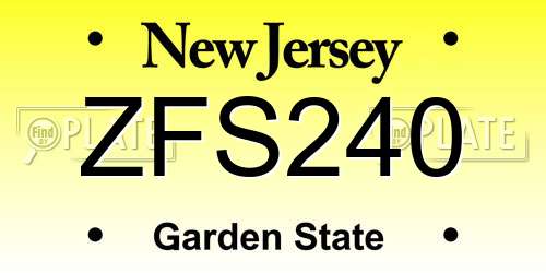 ZFS240 New Jersey License Plate