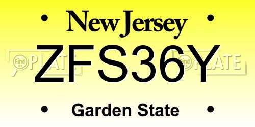 ZFS36Y New Jersey License Plate