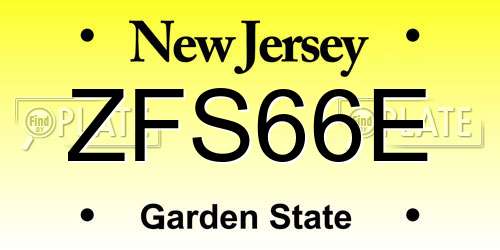 ZFS66E New Jersey License Plate