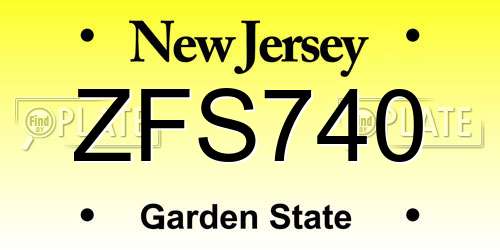 ZFS740 New Jersey License Plate
