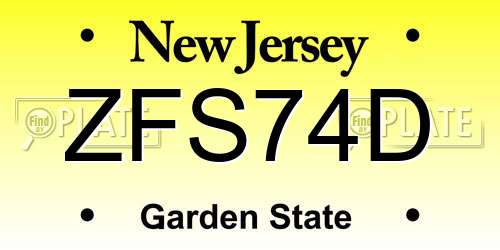 ZFS74D New Jersey License Plate