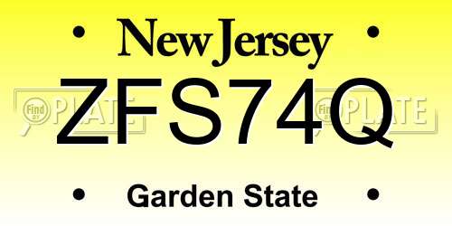 ZFS74Q New Jersey License Plate