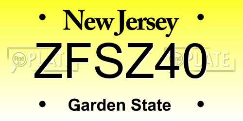 ZFSZ40 New Jersey License Plate