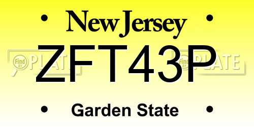 ZFT43P New Jersey License Plate