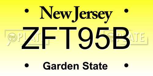 ZFT95B New Jersey License Plate
