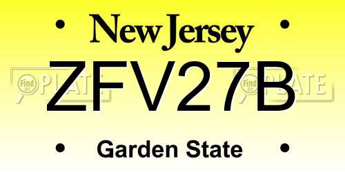 ZFV27B New Jersey License Plate