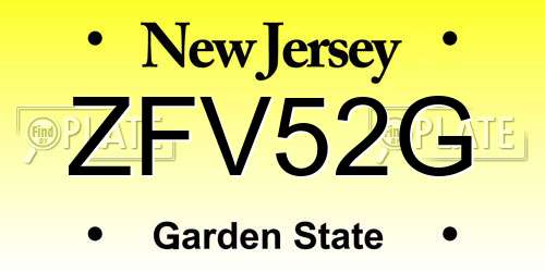 ZFV52G New Jersey License Plate
