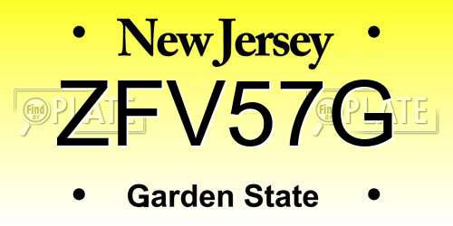 ZFV57G New Jersey License Plate