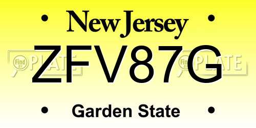 ZFV87G New Jersey License Plate