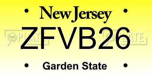 ZFVB26 New Jersey License Plate