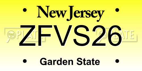 ZFVS26 New Jersey License Plate