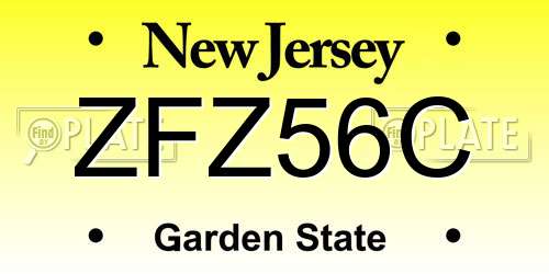 ZFZ56C New Jersey License Plate