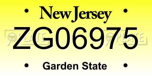 ZG06975 New Jersey License Plate