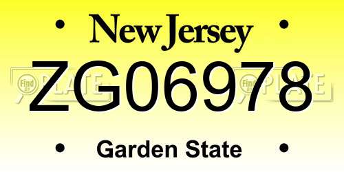 ZG06978 New Jersey License Plate