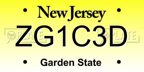 ZG1C3D New Jersey License Plate