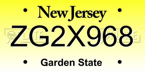 ZG2X968 New Jersey License Plate